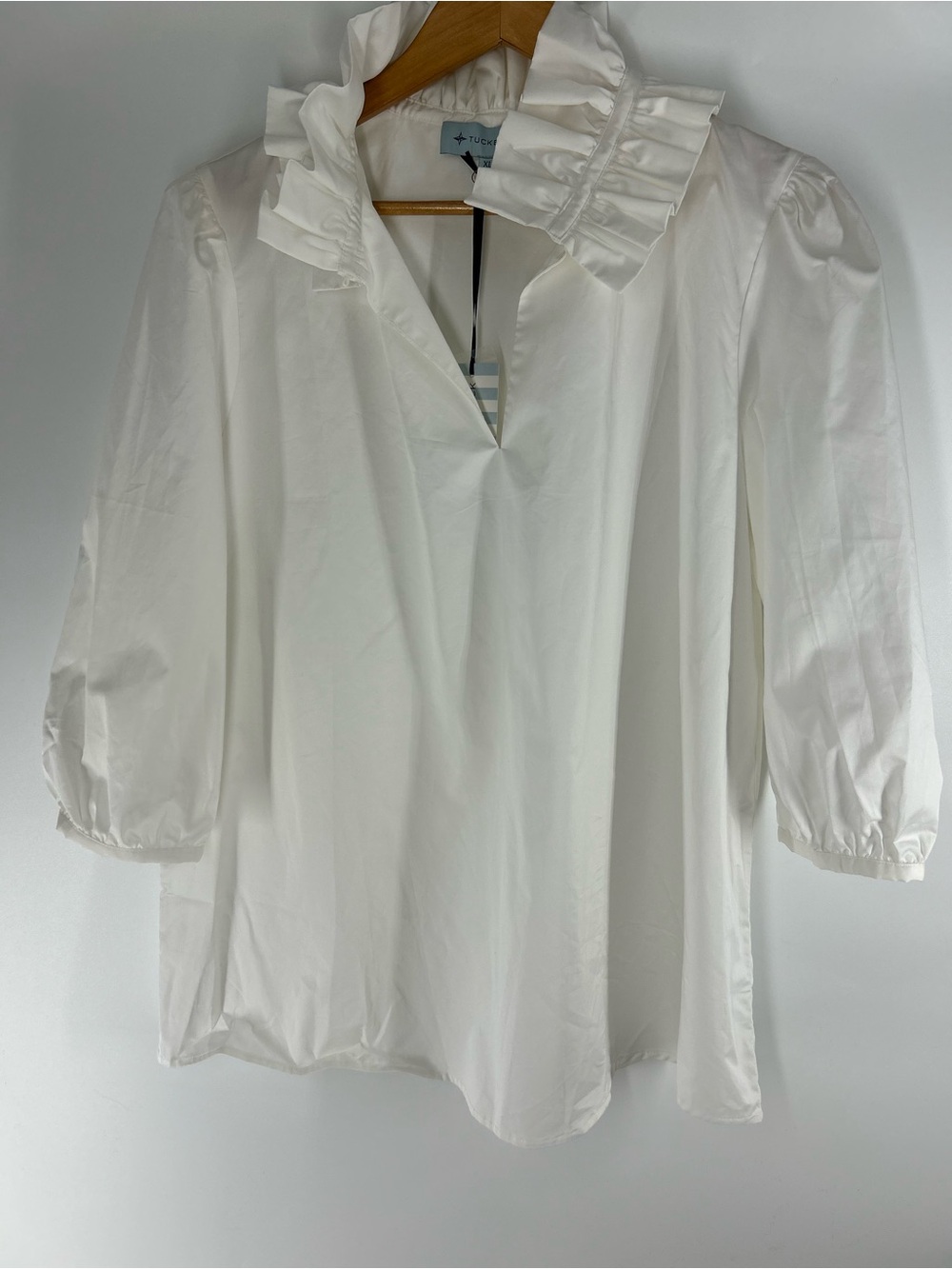 Tuckernuck White Ruffle Collar Puff Sleeve Blouse
